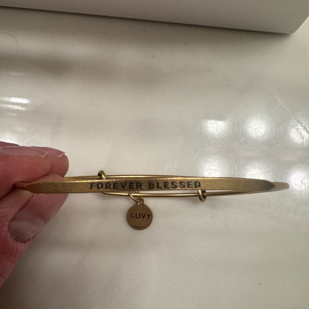 Gold Bangle Bracelet with Charm